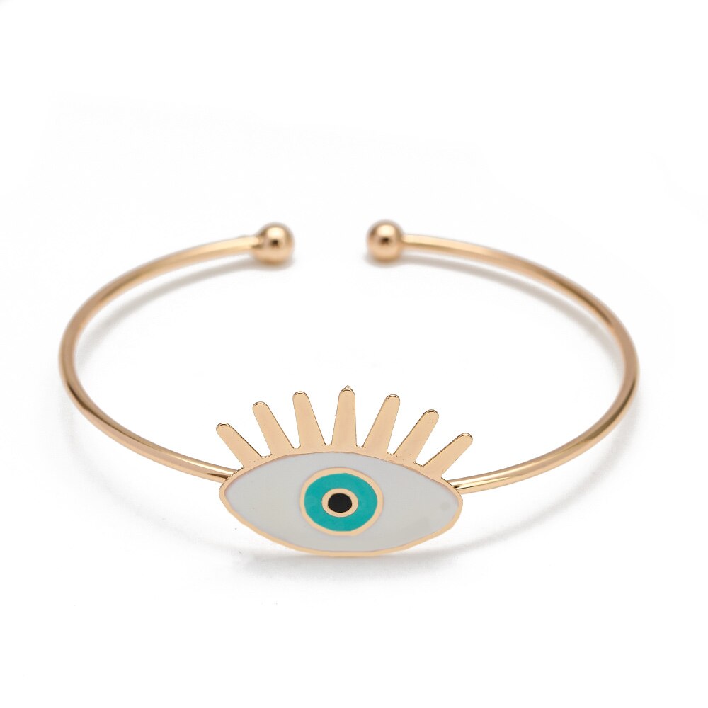 Lucky Eye wielokolorowy turecki Evil Eye bransoletka złoty kolor otwarta bransoletka Bangle regulowany dla kobiet biżuteria dziewczęca BE115: 12