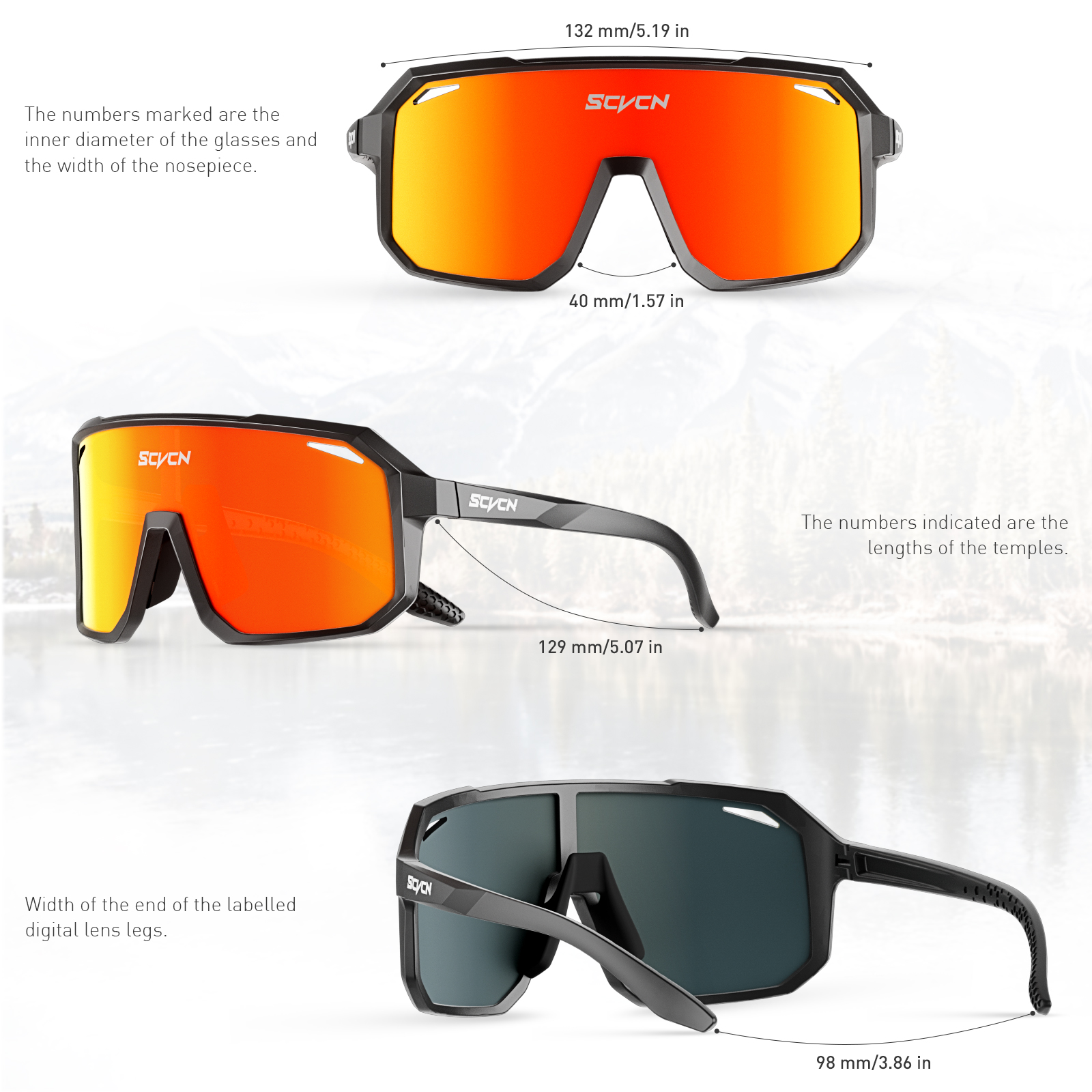 SCVCN Fahrradbrille, Fahrrad, Mountainbike, Wandern, Camping, Golf, UV400, Sonnenbrille, Sportschutzbrille für Männer und Frauen, Baseball