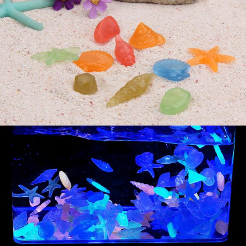 10 piezas de piedras postizas luminosas artificiales concha de mar forma de estrella resina sintética ornamento acuario pecera Conch mar conchas Aquariu