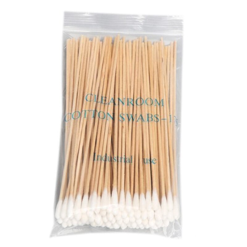 Wattenstaafjes, 500 stuks, lange houten handgreep, wattendragers, 7,5 cm, oorstaafjes, natuurlijke wattenstaafjes met dubbele ronde punt, 100% katoen, voor camera, toetsenbord, make-up, polijsten en