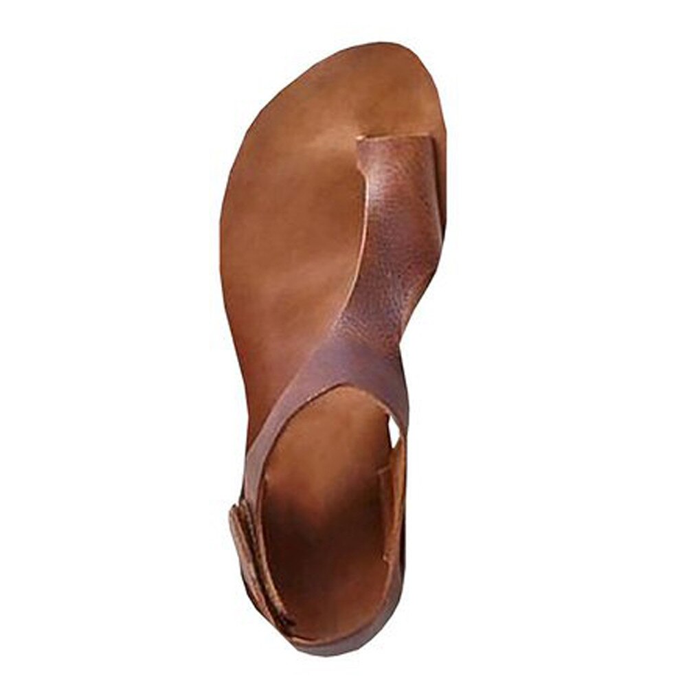 sandalias romanas Primavera Verano Flip Flop zapatos casuales correa de tobillo romano plano Clip Toe zapatos de sandalia planos de cuero
