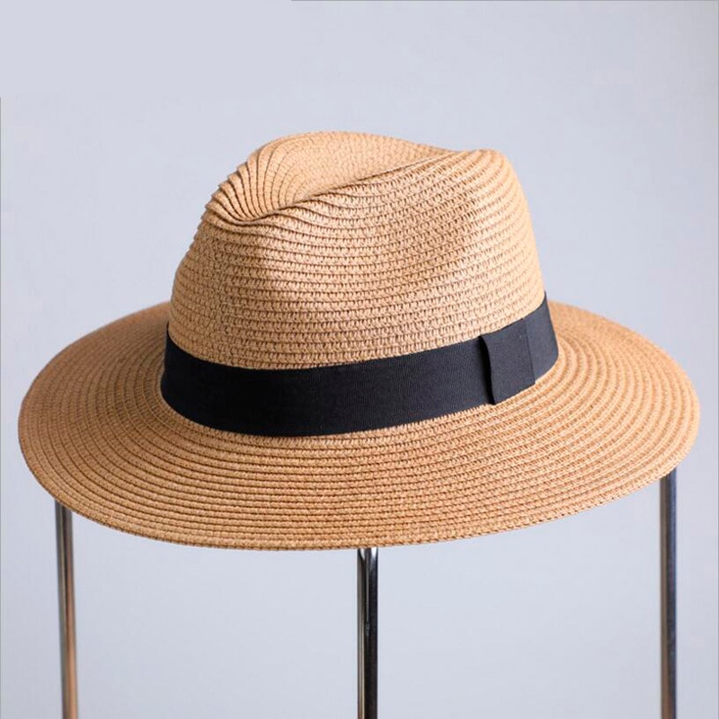 Summer unisex sun hat casual vacation Panama straw hat women wide brim Beach jazz men hats Foldable Chapeau