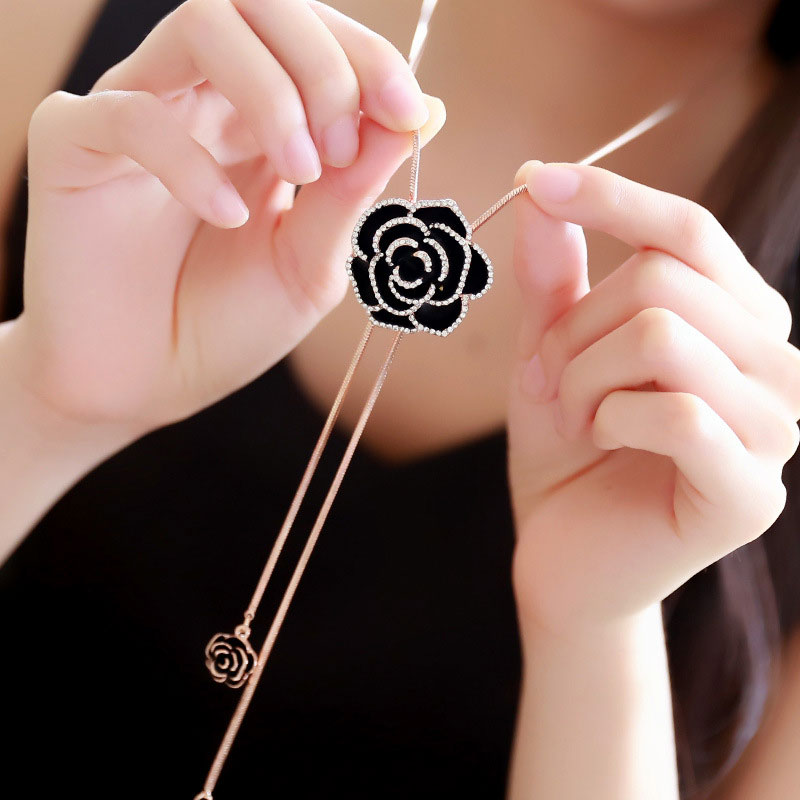 Camellia Bloemen Luxe Trui Keten Sieraden Collier Femme Trui Ketting Lange Ketting Voor Vrouwen