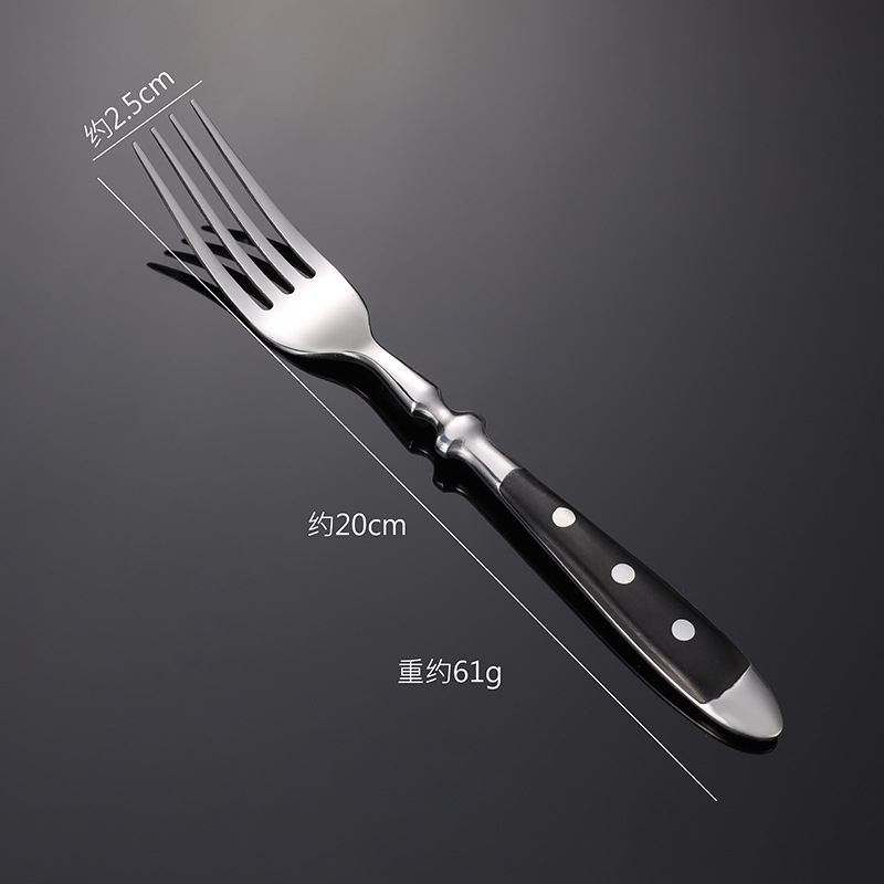 Juego de cubiertos de acero inoxidable occidental, cuchillo de comedor con mango de madera, tenedor, cuchara de té, vajilla de cocina: green