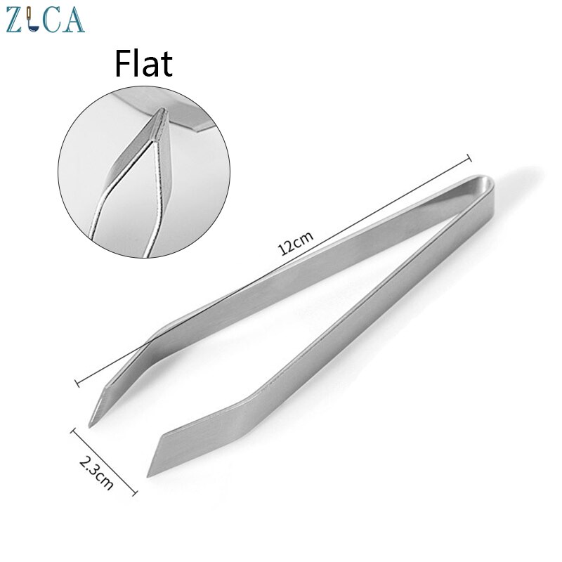 ZLCA Stainless Steel Fish Bone Tweezers Pincer Clip Puller Remover Tongs Plucking Clamp Seafood Tools Kitchen Accessories: Flat