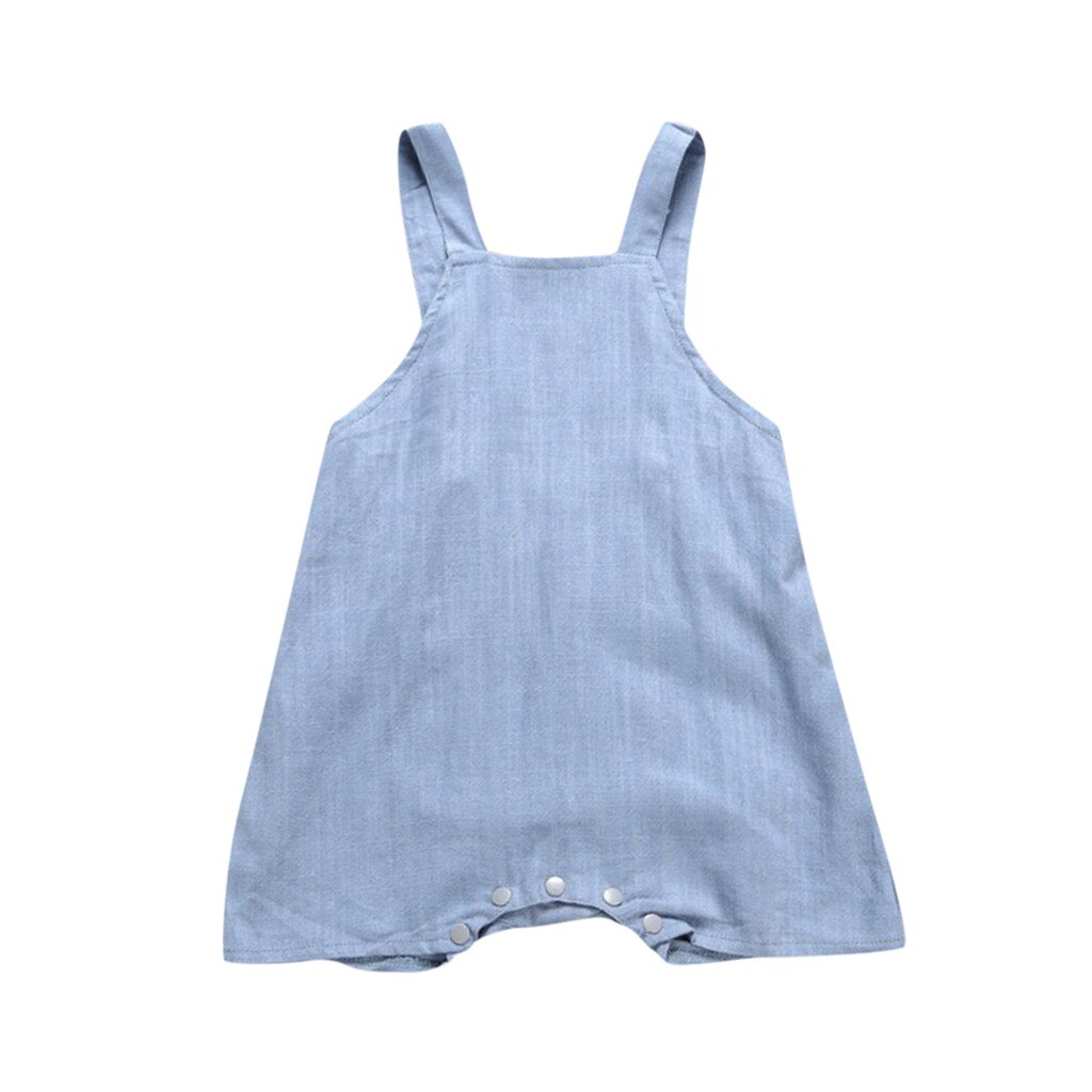 Casual Baby Clothes Summer Newborn Infant Baby Girl Boy Sleeveless Gallus Romper Jumpsuit Set Overalls For Children: Blue / 12-24M