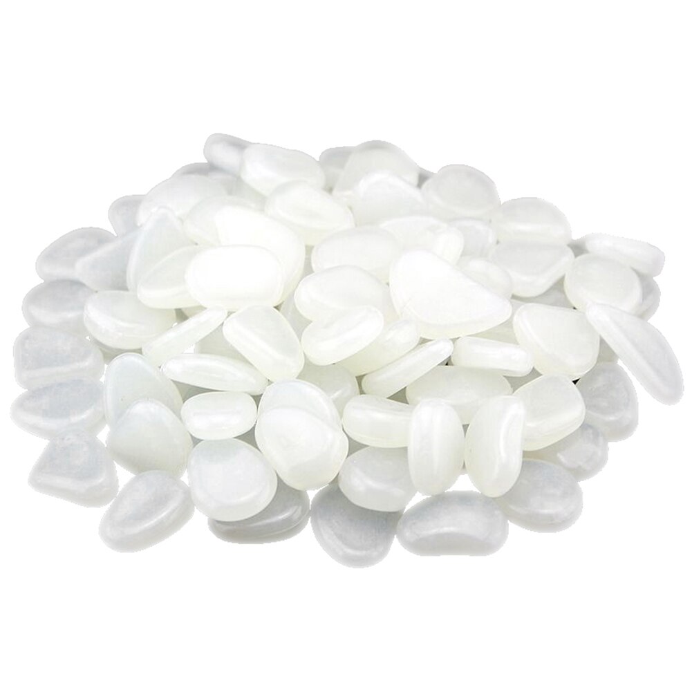 50 Pcs Fluorescent Pebble Stones Luminous Garden Walkway Flower Bed Shiny Patio Decorative Pebbles TB: White