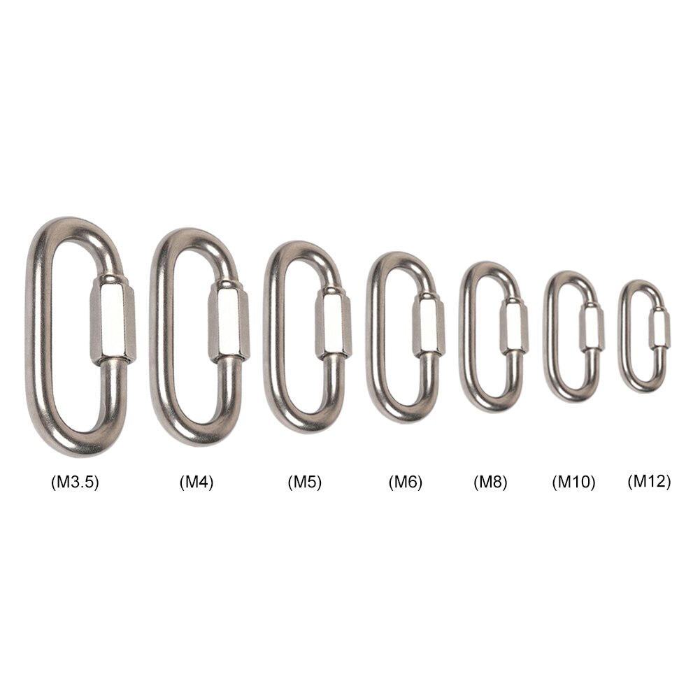 Stainless Steel Screw Lock Climbing Gear Carabiner Quick Links Chain Climbing Carabiner Snap Hook Ourdoor Mountaineering Tool