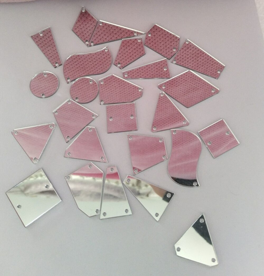 30 st silver spegel sy på strass, flatback silver akryl sy-på sten för klänning plagg decortaion