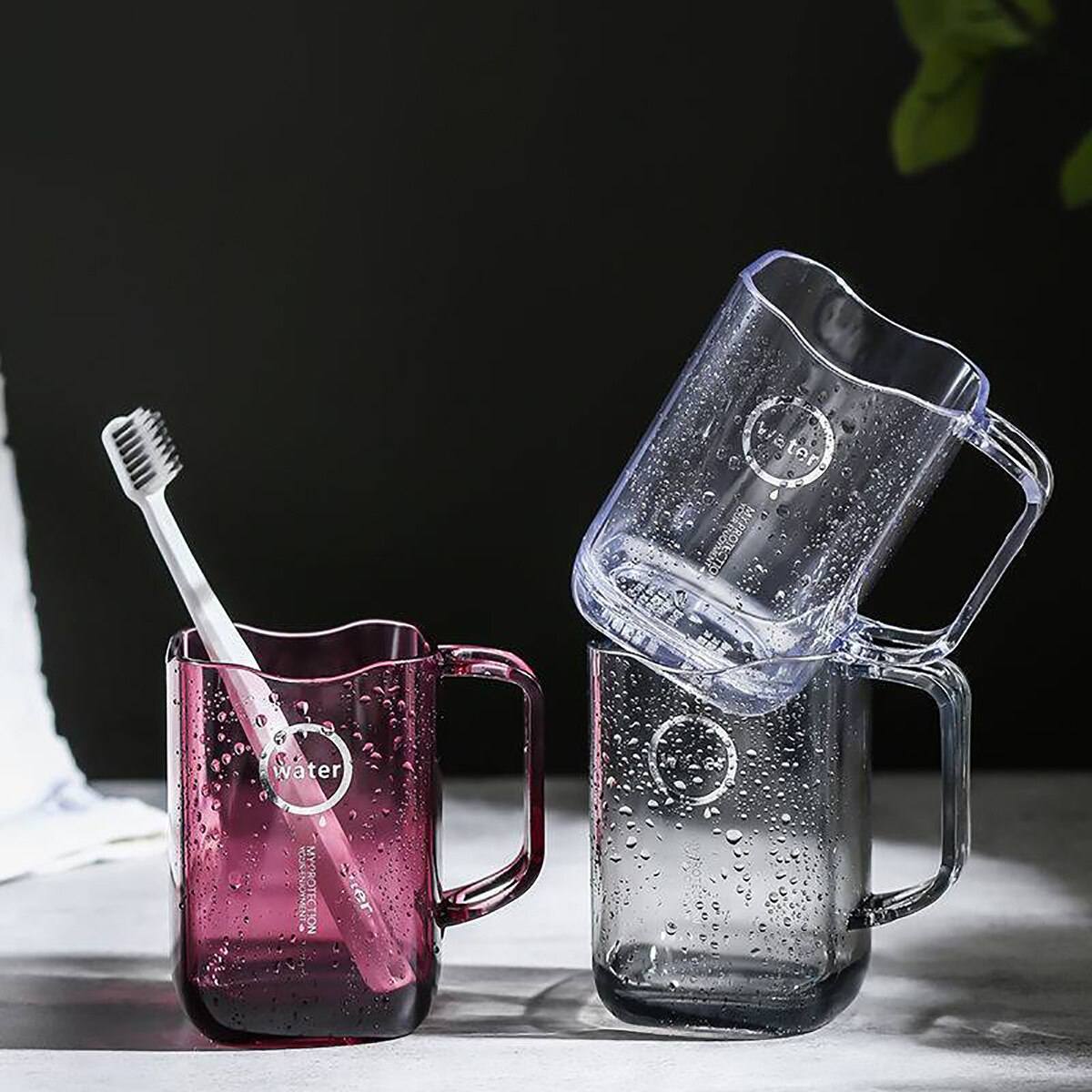 Vaso de baño de plástico nórdico con soporte para cepillo de dientes, herramienta para lavar y beber, para el hogar