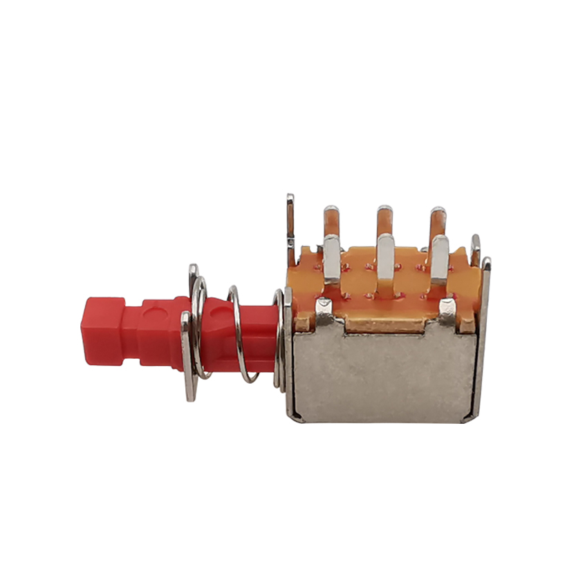 5/10Pcs PS-22F03 A03 Right Angle PCB Latching Push Button Switch Right Angle Double Pole 6 Pin Self-locking Key Power Switches