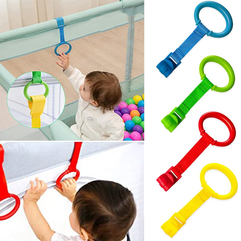 Neue 4 teile/los ziehen Ring Für Laufstall Baby Krippe Haken Allgemeine Verwendung Baby Spielzeug Anhänger Bett Ringe Haken Hängenden Ring helfen Baby Stehen