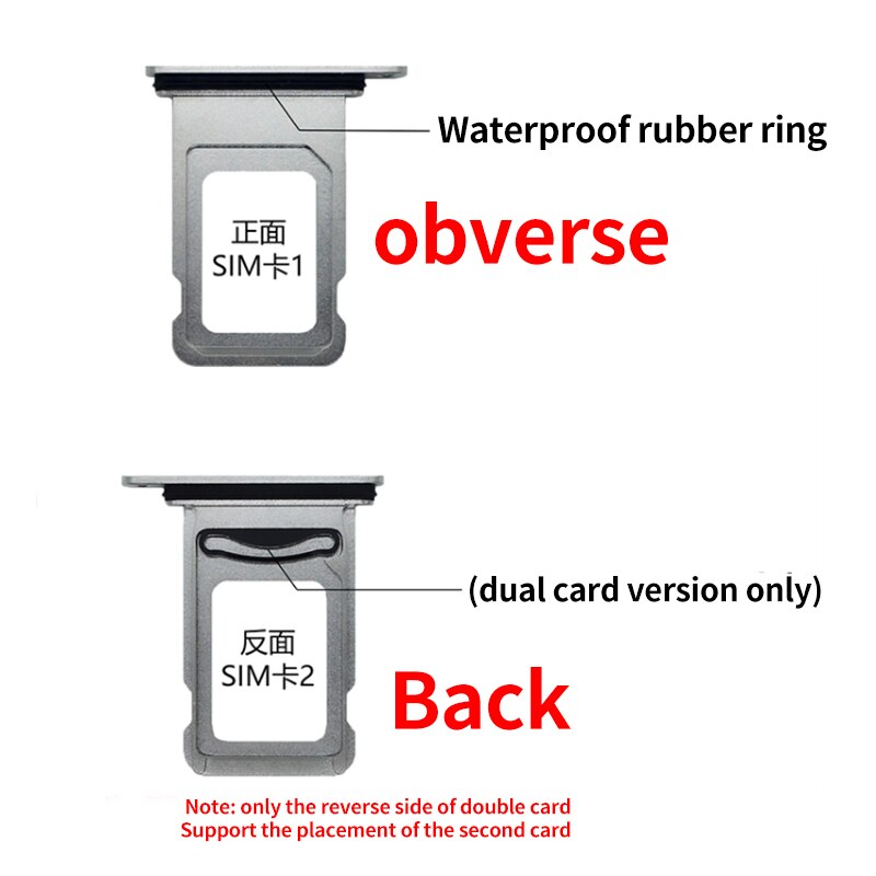 10 stk original enkelt / dobbelt til iphone 11 pro sim-kortbakke slot holder adapter med vandtæt ring