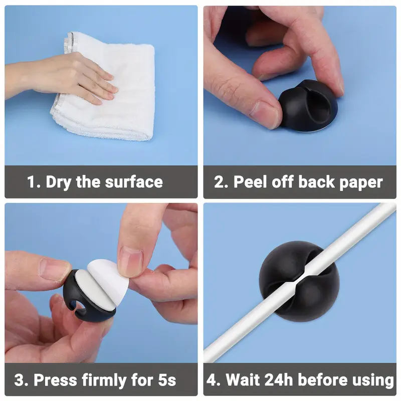 Clips para cables de pared de escritorio, gestión de cables, organizadores de cables autoadhesivos, abrazadera de soporte para Cables de auriculares de red USB, 5/20 piezas