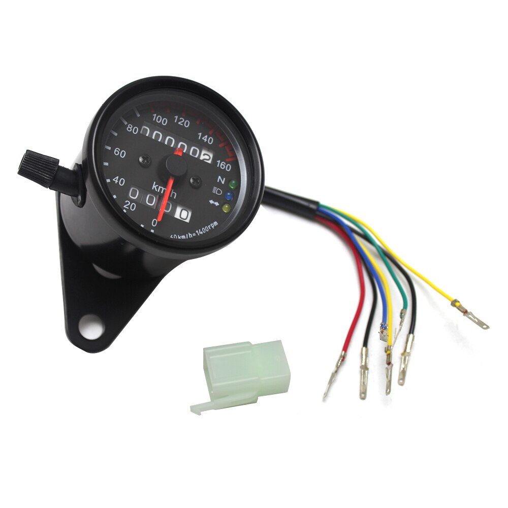 12V universel moto compteur de vitesse odomètre double vitesse compteur avec indicateur LED compteur de vitesse moto rond: only speedometer