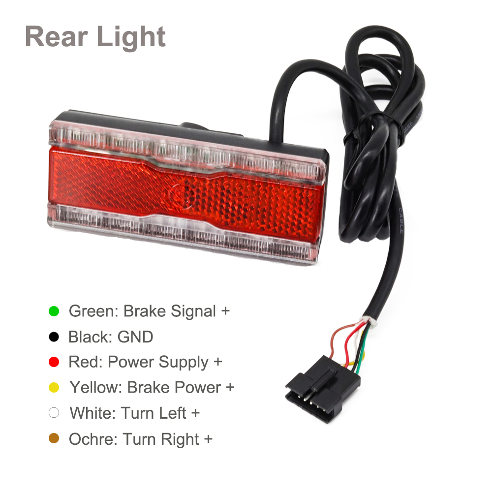 Ebike Turn Signal Rear Light Brake Include 36V 48V E-Bike Headlight with Switch DK336 For Electric Bike and Scooter Lamp