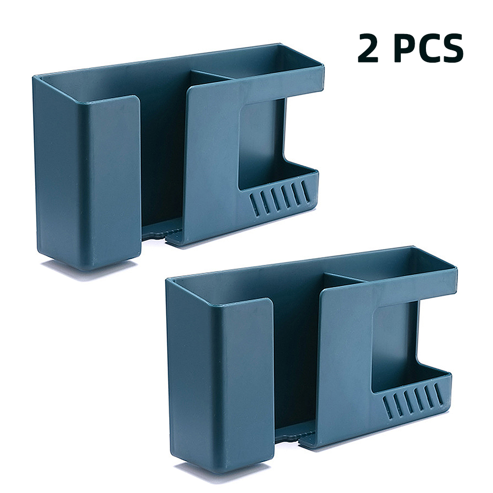 4/2/1 pcs punch-free mobile phone holder wall mount stand remote control organizer storage box charging night container rack: 2 pcs blue c