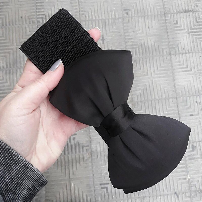 Women Bowknot Cummerbunds Elastic Bow Wide Stretch Bukle Waistband Belt 12 Colors Girl Dress Accessories Waist Belts
