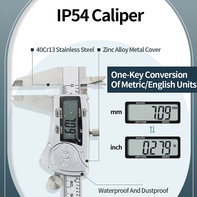 IP54 Digital Caliper Metal Gauge Digital Micrometer Stainless Steel Digital Pachymeter Vernier Calipers Depth Measuring Tools