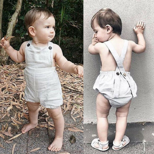 Newborn Infant Baby Boys Overalls Clothes Children Sleeveless Cotton Playsuit Romper Outfits Bib Pants Kids Clothing Summer