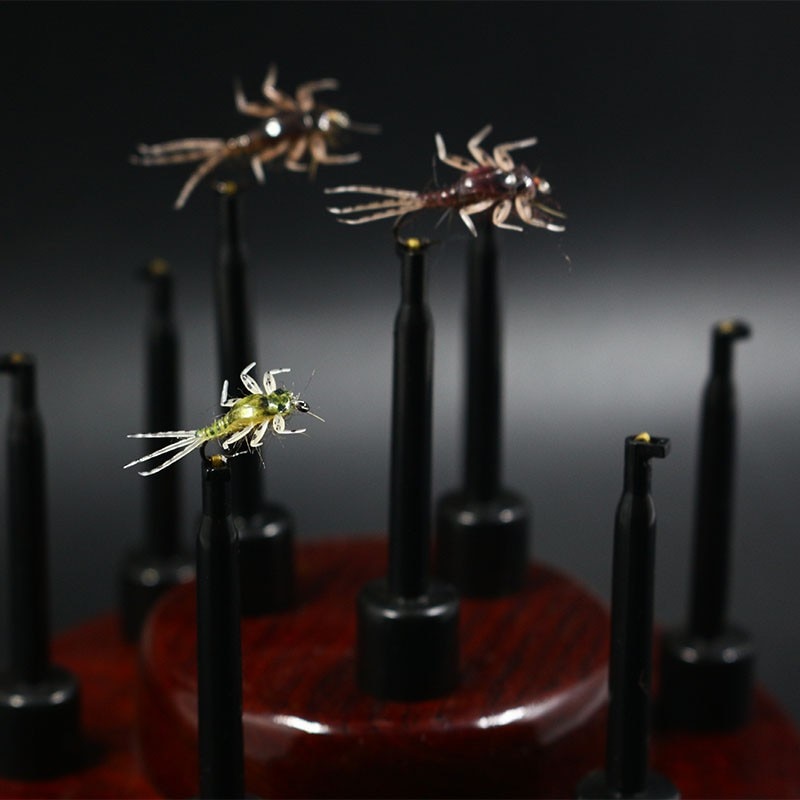 1set wooden fly cake fly tying craft furniture to hold 9flies fly tying widget storage tool ashtree solid wood base