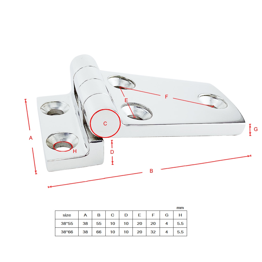 316 Stainless Steel Flush Door Hatch Compartment Folding Bending Hinge Deck Hinge Door Strap Butt Hinge Boat Marine Accessories