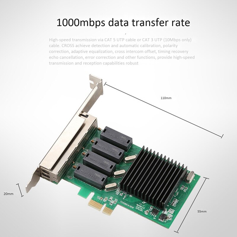 Carte réseau Gigabit 4 ports 4 ports RJ45 adaptateur réseau PCI-E PCI Express avec Realtek 8111H TXA066