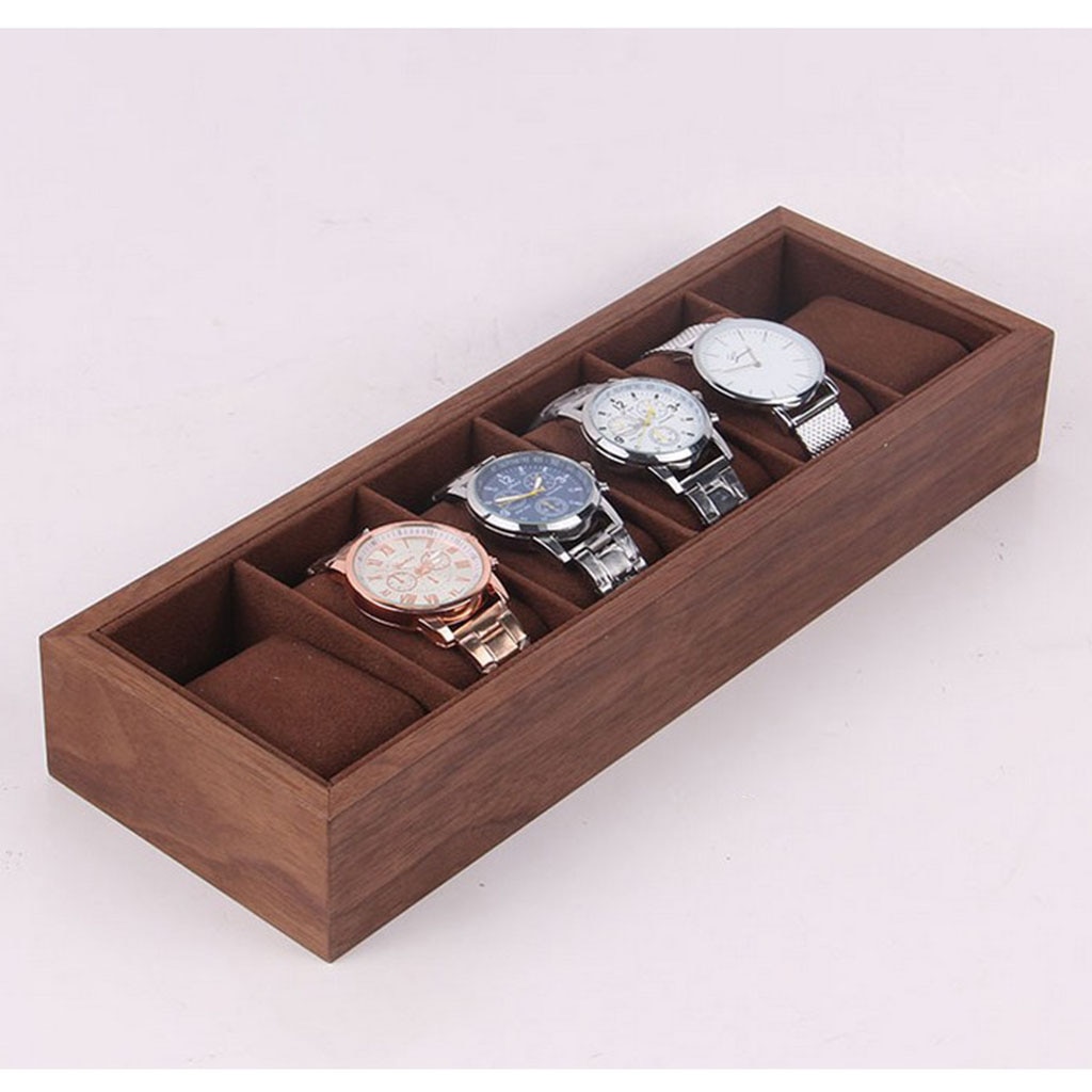 Wood Watch Box Display Tray with Pillow Jewelry Organizer Container 6/12/18 Slot Watch Case for Cuff links Earrings Bracelets