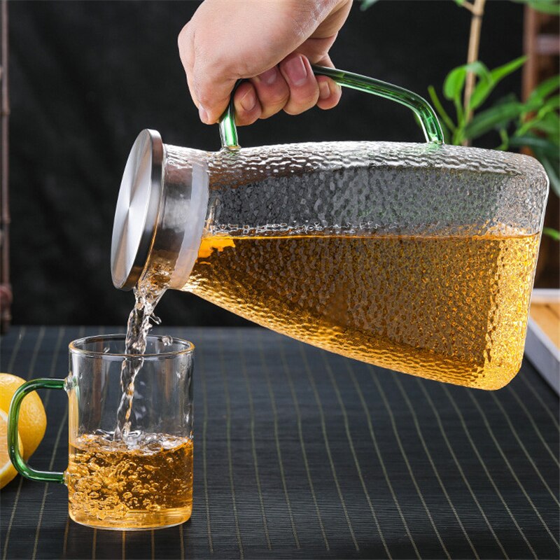 Przezroczysty szklany pojemnik na zimne napoje o dużej pojemności odporny na ciepło sok dzbanek robić mleka lodówka fajna butelka wody Drinkware 1500ML