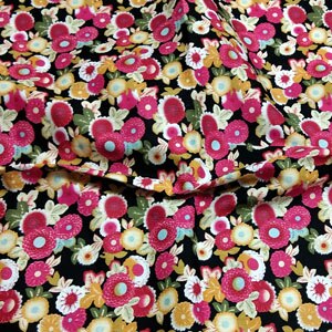Tela de popelina de algodón con estampado de flores, tela de popelina negra y real de 50x145cm para costura artesanal, vestido de tela para bebé, retazos: design B