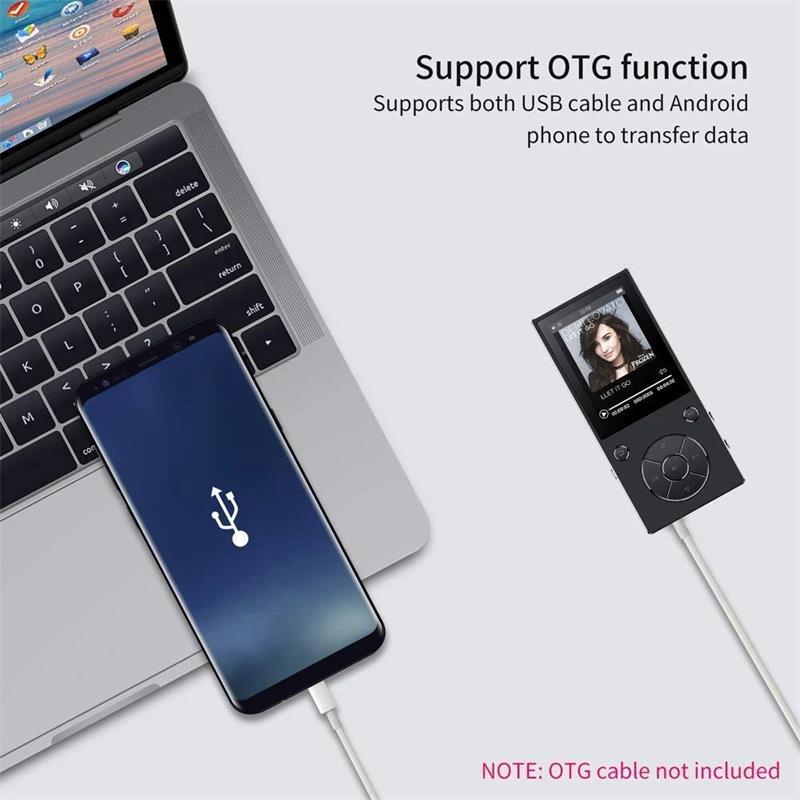 Mp3 spelare bluetooth inbyggd högtalare 2.4 tums skärm hifi musikspelare med fm-radio, röstinspelare, suppoer sd up  to 128gb