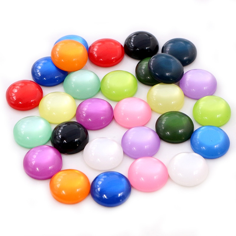 Neue 40 Stück 8 10 12mm mischen Farben Katzenauge Serie Flach zurück Harz Cabochons Schmuck Zubehör
