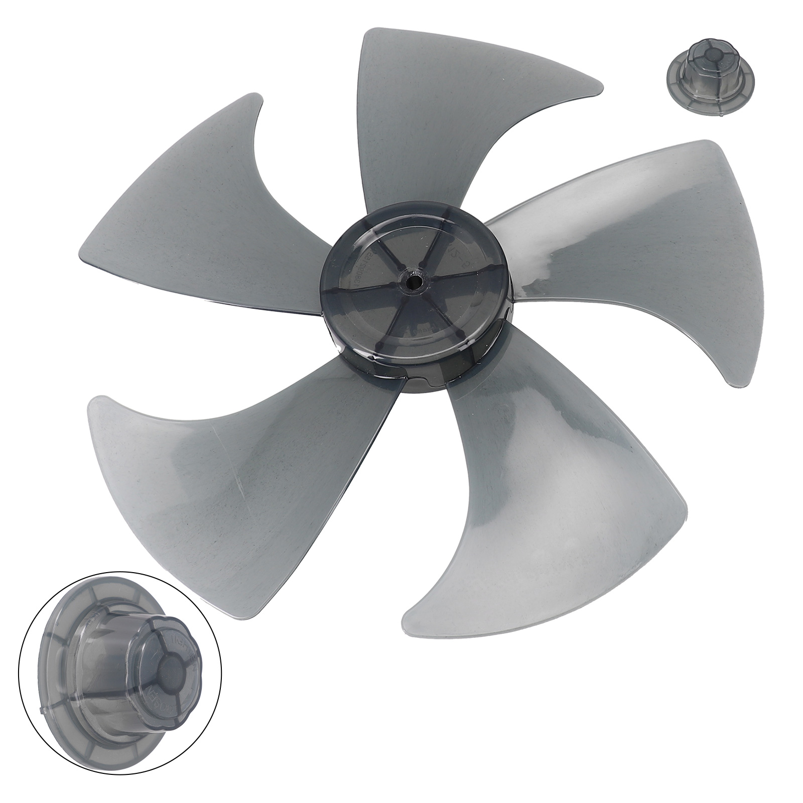 Replacement 14 Inch Plastic Fan Blade Five Leaves with Nut Cover for Pedestal Fans Low Noise and Temperature Resistant