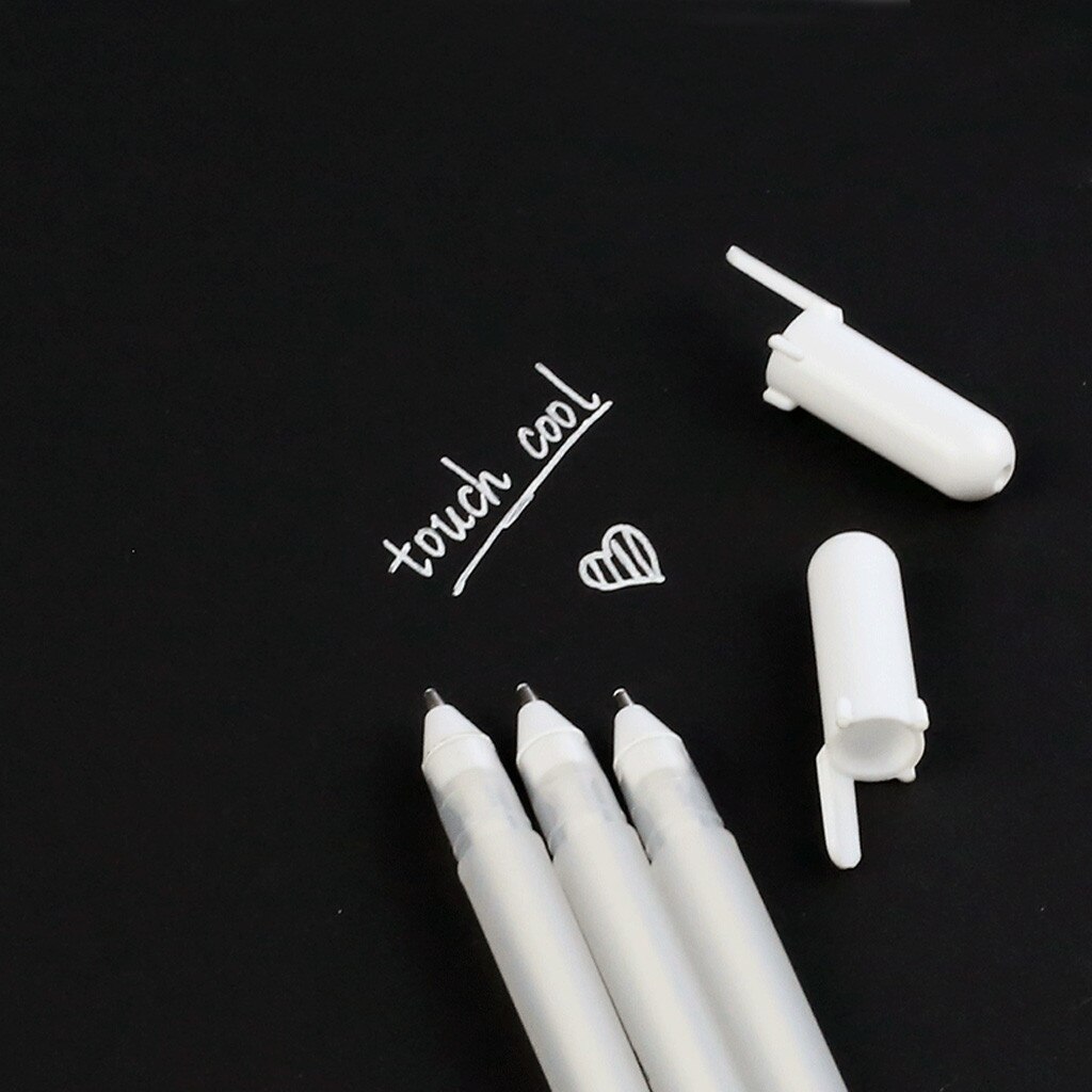Stylos à encre Gel blanc, surligneur, pointe Fine, pour Illustration, papier noir, outil de papeterie scolaire et de bureau, 6 pièces
