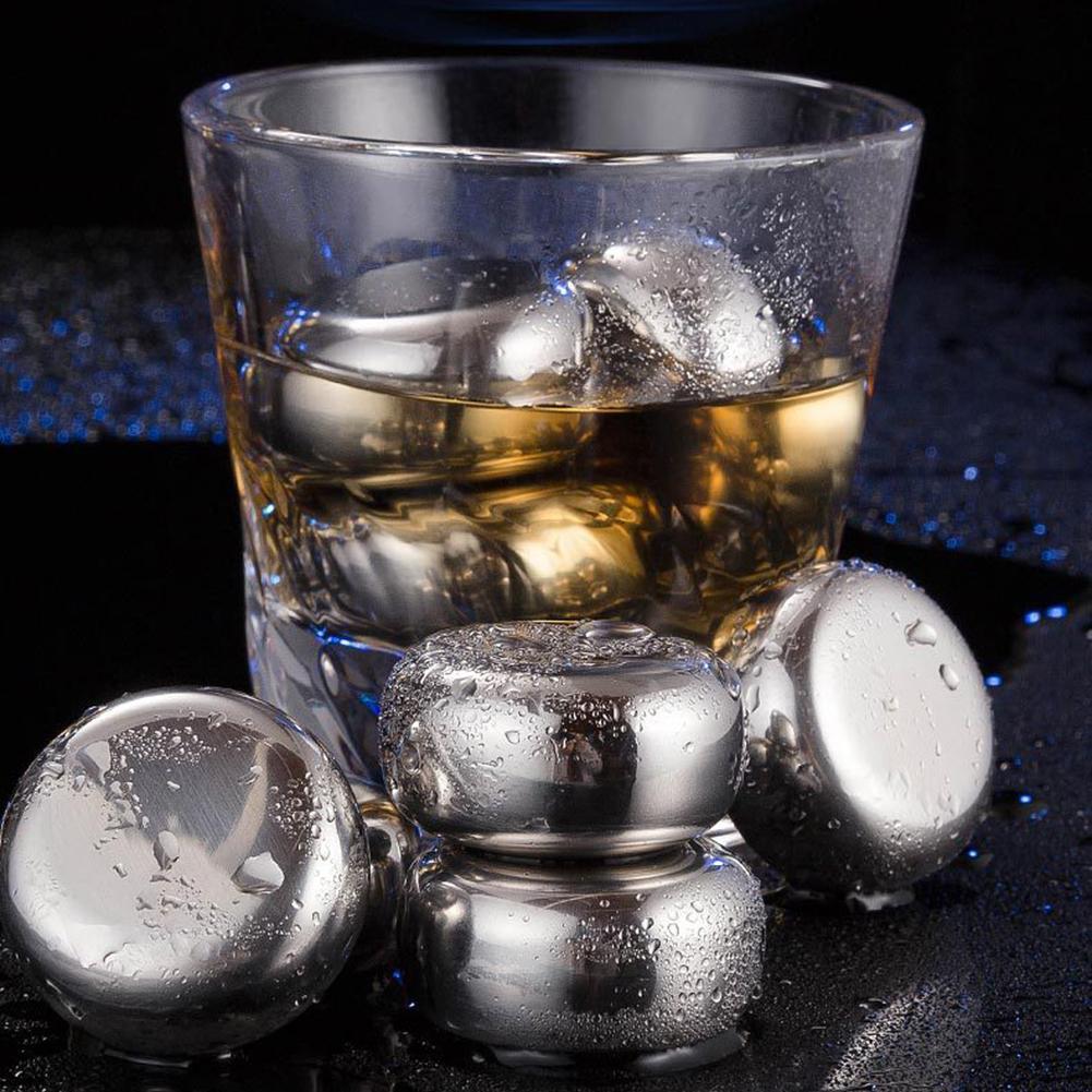 6Pcs Stainless Steel Chess Shape Ice Cubes Reusable Whiskey Wine Chilling Stones for Kitchen Dining Bar Kitchen Tools Gadgets