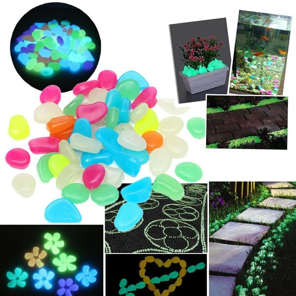 50Pcs Glow in The Dark Tuin Steentjes Glow Stones Rocks voor Loopbruggen Tuinpad Patio Lawn Yard Decor lichtgevende stenen