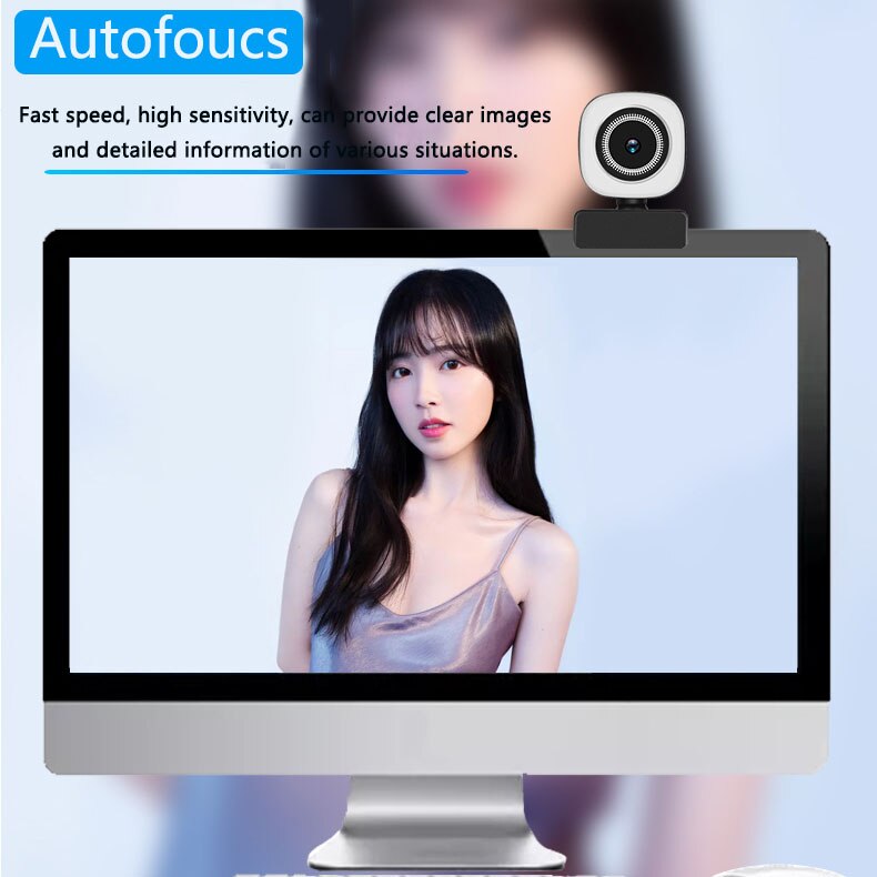 Webcam 1080P 2K HD Web Cam Auto Focus USB Computer Web Cameras PC Camera Web Cam With Ring Fill Light For For Broadcast Live
