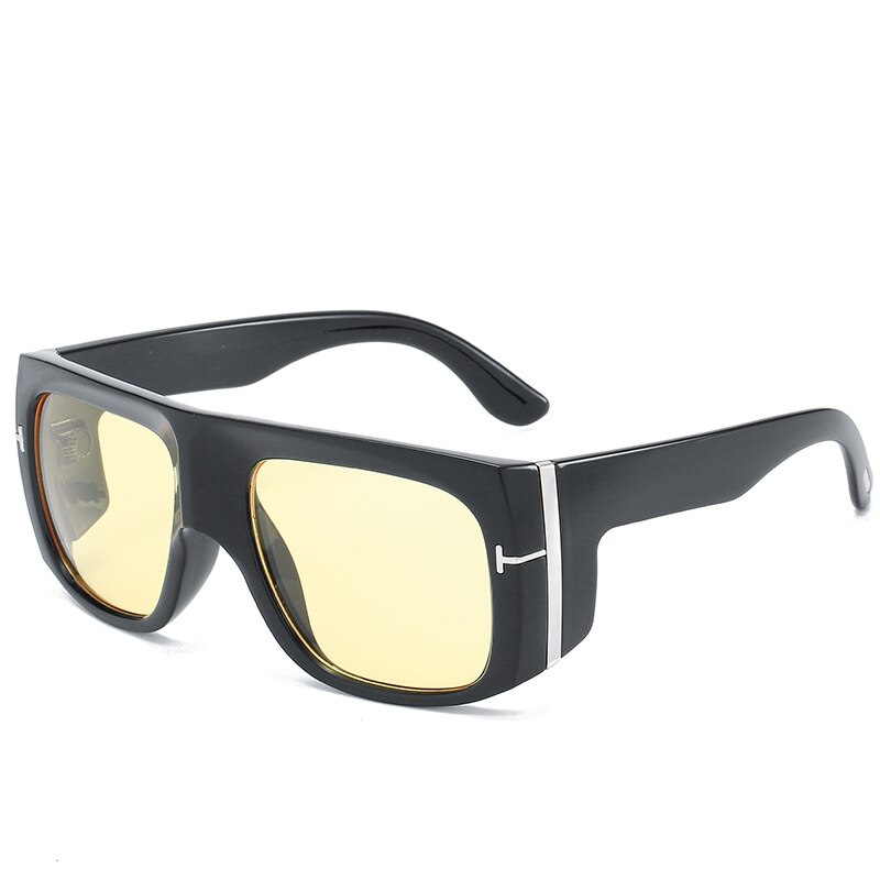 Square Sunglasses T Men Brand Large Windproof Sunglasses Goggles Retro Punk Sun Glasses Shades for Women: Black Yellow