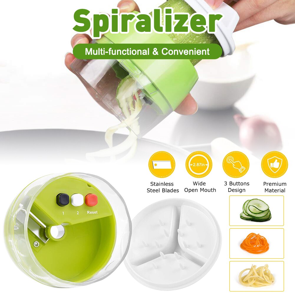 Handheld Spiralizer Groente Fruit Slicer 4 In 1 Verstelbare Spiraal Rasp Cutter Salade Gereedschap Courgette Noodle Spaghetti Maker