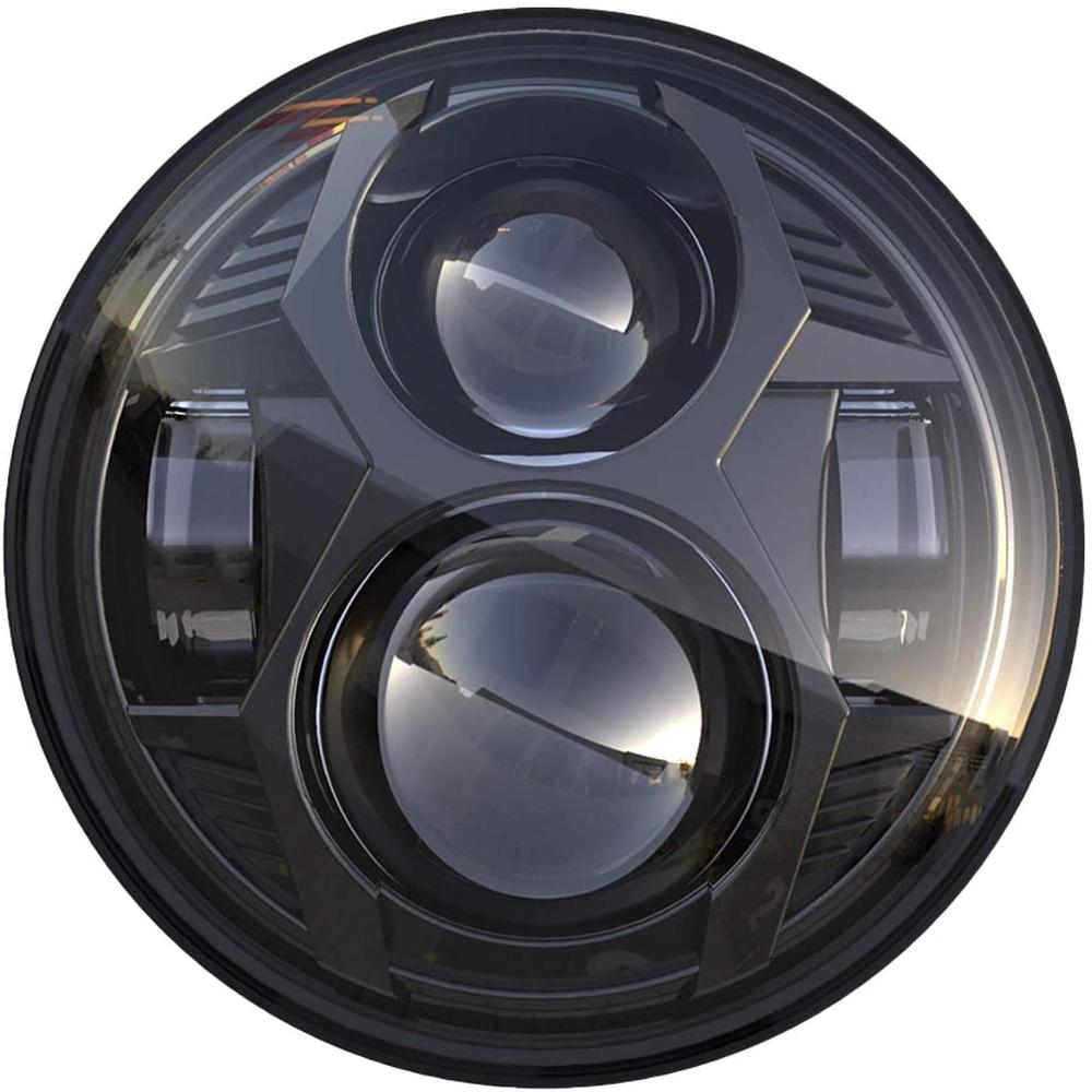 Für Harley Dyna FXCW FXCWC FXSBSE FXSTB 5,75 Zoll Runde LED Scheinwerfer Mit hoch/niedrig Strahl 51W Spinne bilden Motorrad Kopf Licht: schwarz