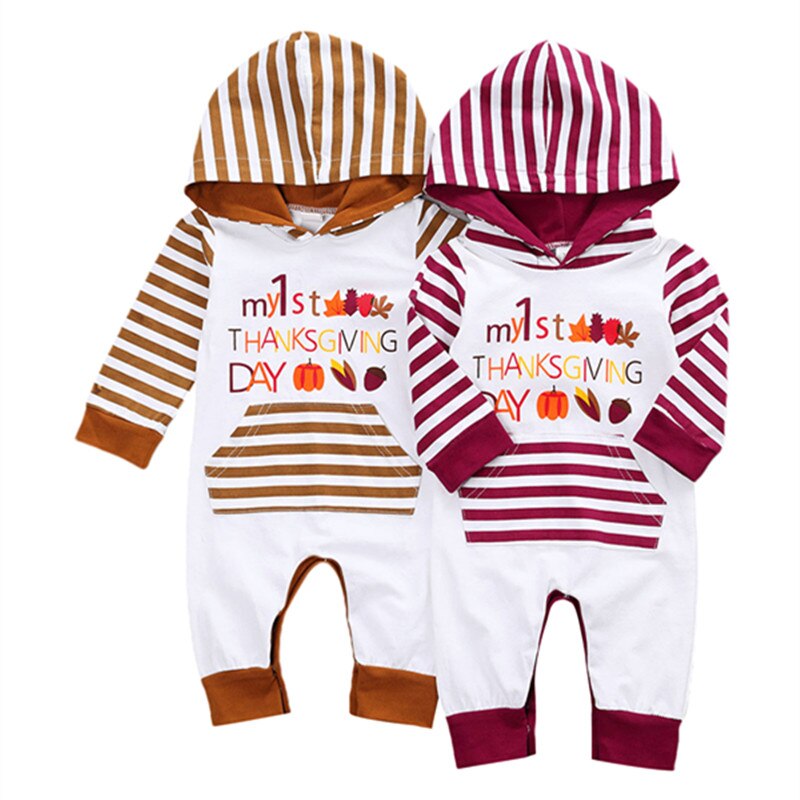 infantile Del bambino Delle Ragazze Dei Ragazzi Del Manicotto Lungo Della Tuta di Autunno della Molla Dei Vestiti Della Banda di Modo e Modello della Lettera con Cappuccio di Un Pezzo Pantaloni Lunghi