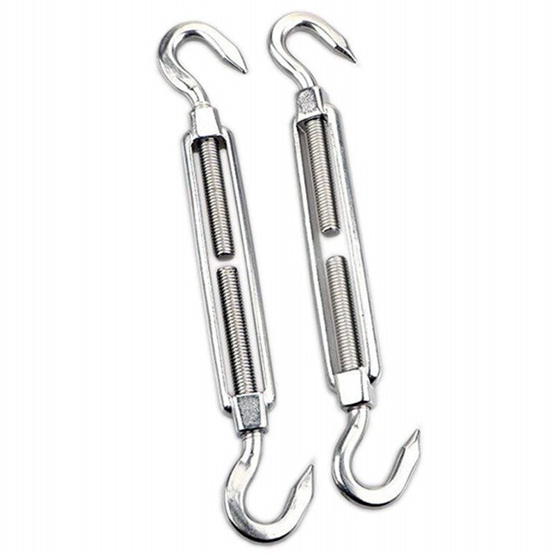 2pcs M8 Turnbuckle Wire Tensioner, 304 Stainless Steel Hook Rope Cable Tension Set for Heavy Duty Sun Shade Sail Fixing Kit (Tur