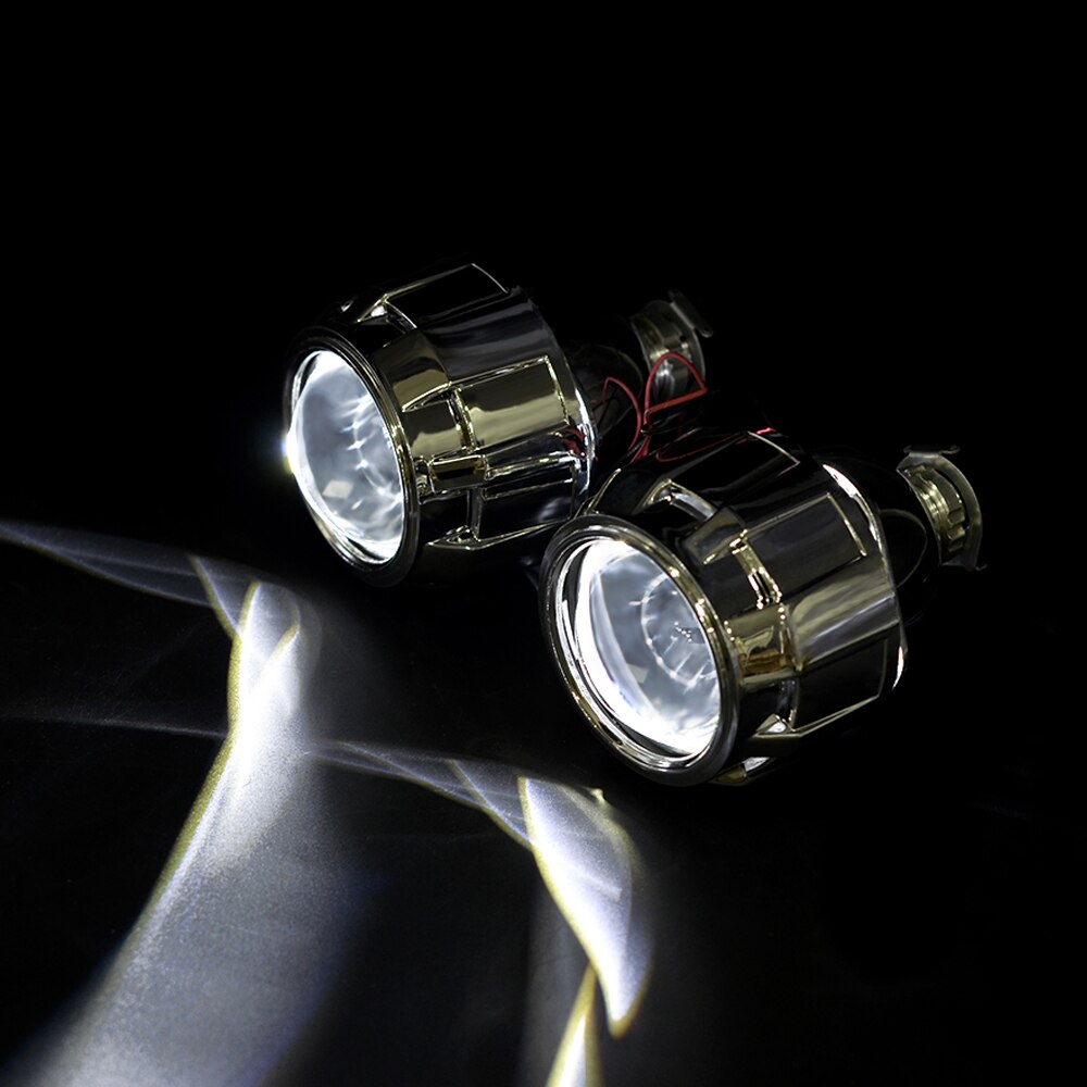2Stck 2,5 Zoll Bi Xenon versteckt Projektor Objektiv Silber Leichentuch Dämon Augen passen H1 Xenon LED Birne nachrüsten H4 h7 Motorrad Auto Scheinwerfer: Weiß Dämon Augen