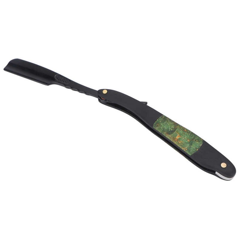 Manual Shaving Blade Holder Feather Pattern Straight Edge Blade Holder for Hair Salon Barber