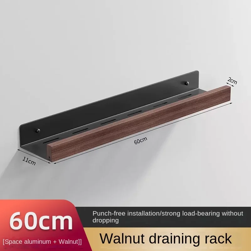 Houten Badkamerplank, Opberghouders Rek Aan De Muur Gemonteerde Badkamerplanken, Opbergrek Voor De Badkamer: Donker Kaki