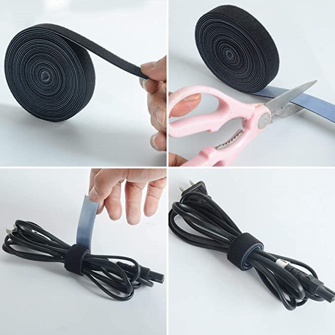 Wire Organizer Straps Fastening Tape Cable Ties Reusable Fastening Nylon Tape 3/4 Inch Double Side Hook Roll Loop Management