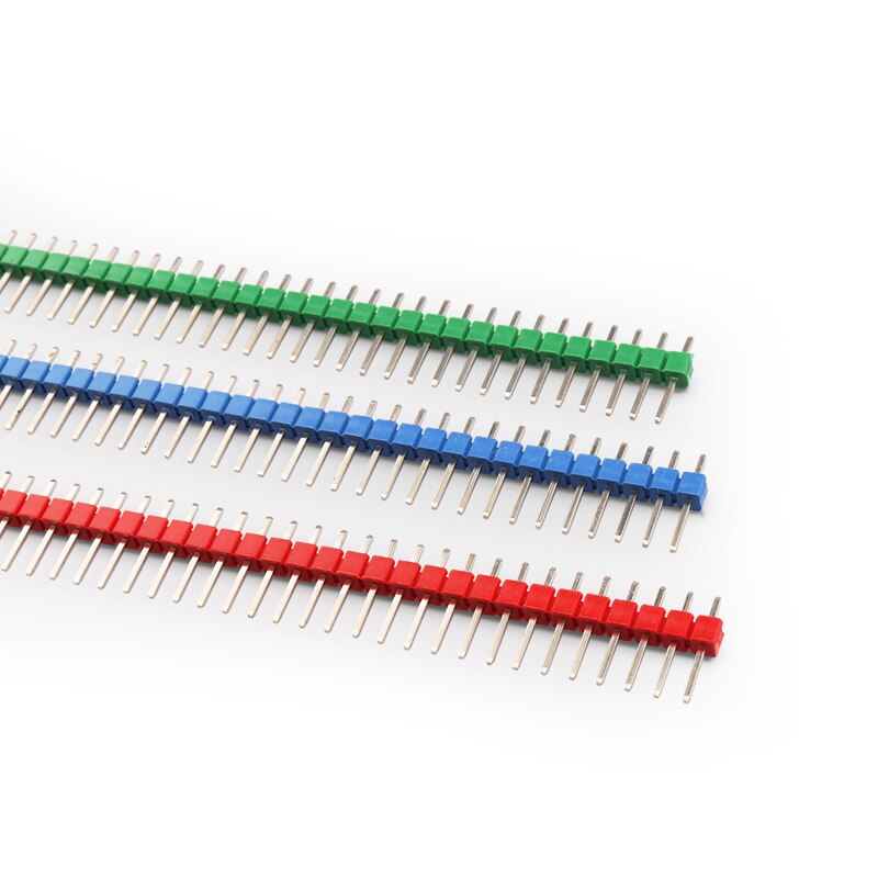 100pcs 2.54mm color pin header single row/double row straight pin 1*40P/2*40P red/yellow/blue/white/color