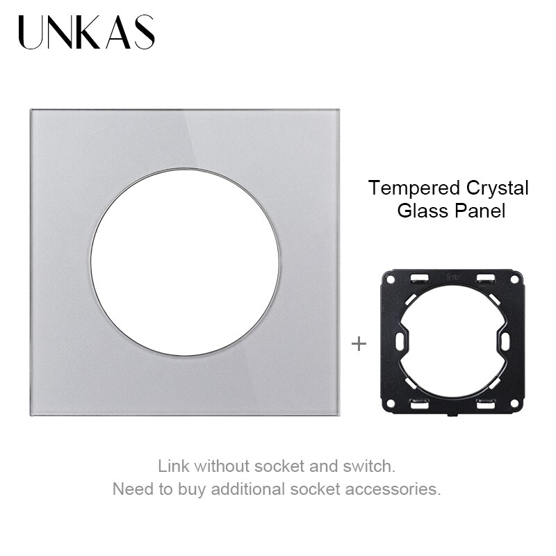 UNKAS Free Combination Single Gray Tempered Crystal Glass Panel Grey Modules DIY Matching For Wall Socket Switch: Gray 86 Panel
