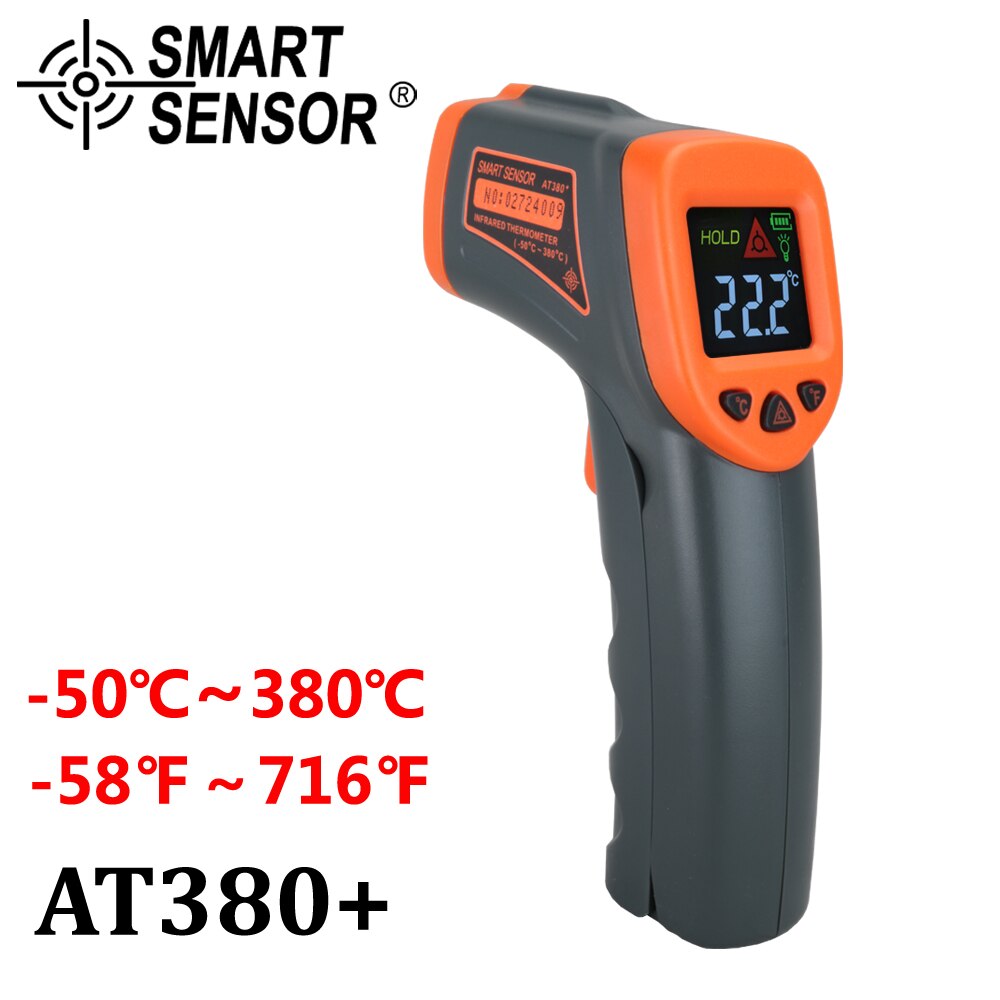 Digital Infrared Thermometer Color LCD Non-Contact Surface -50~380C 500C Temperature Meter Gun Handheld Pyrometer Imager: AT380A (-50C - 380C)