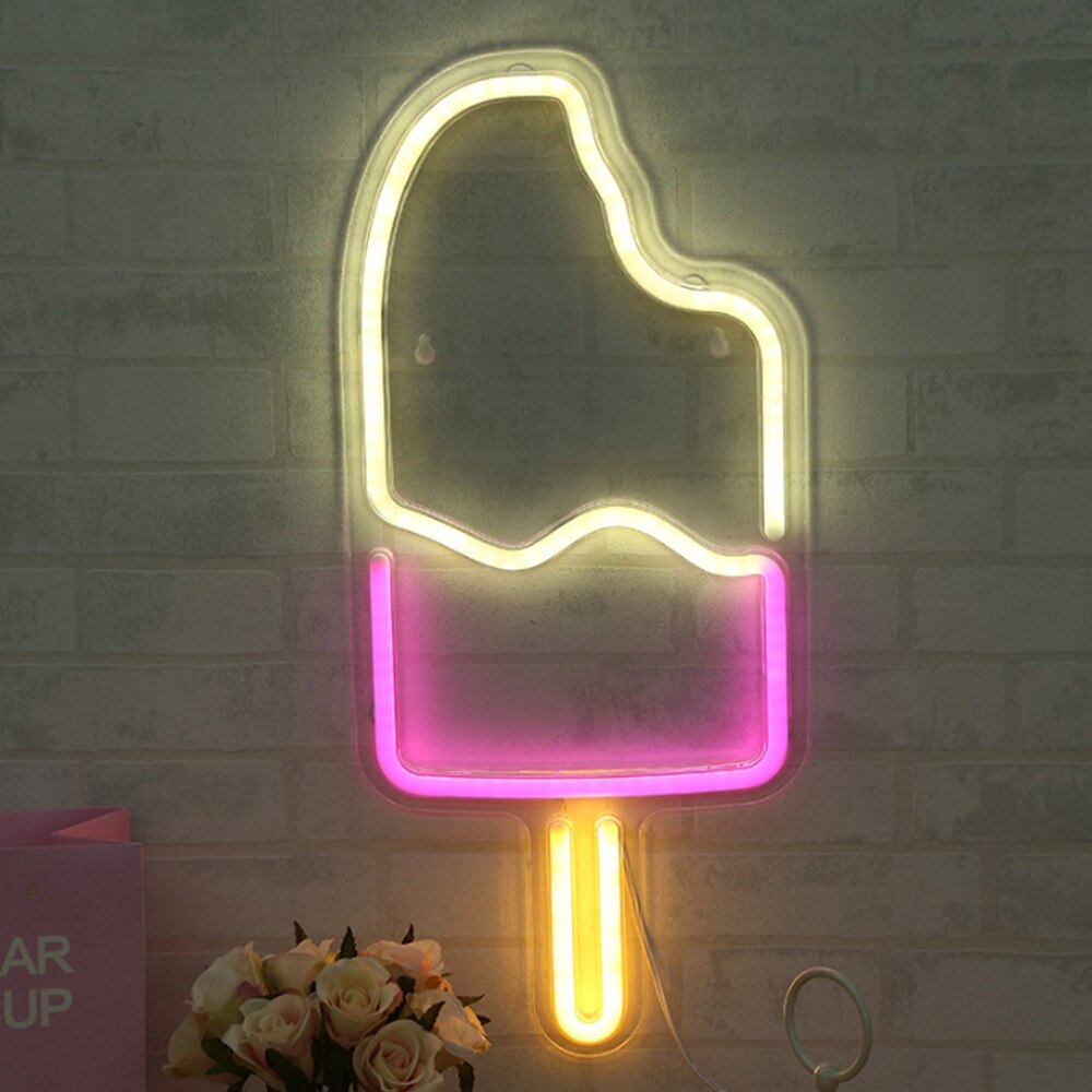 Led Kleurrijke Neon Sign Licht Popsicle Gitaar Neon Borden Hustle Bar Night Lamp Home Muur Light Party Wedding Decor Kids kamer: Popsicle